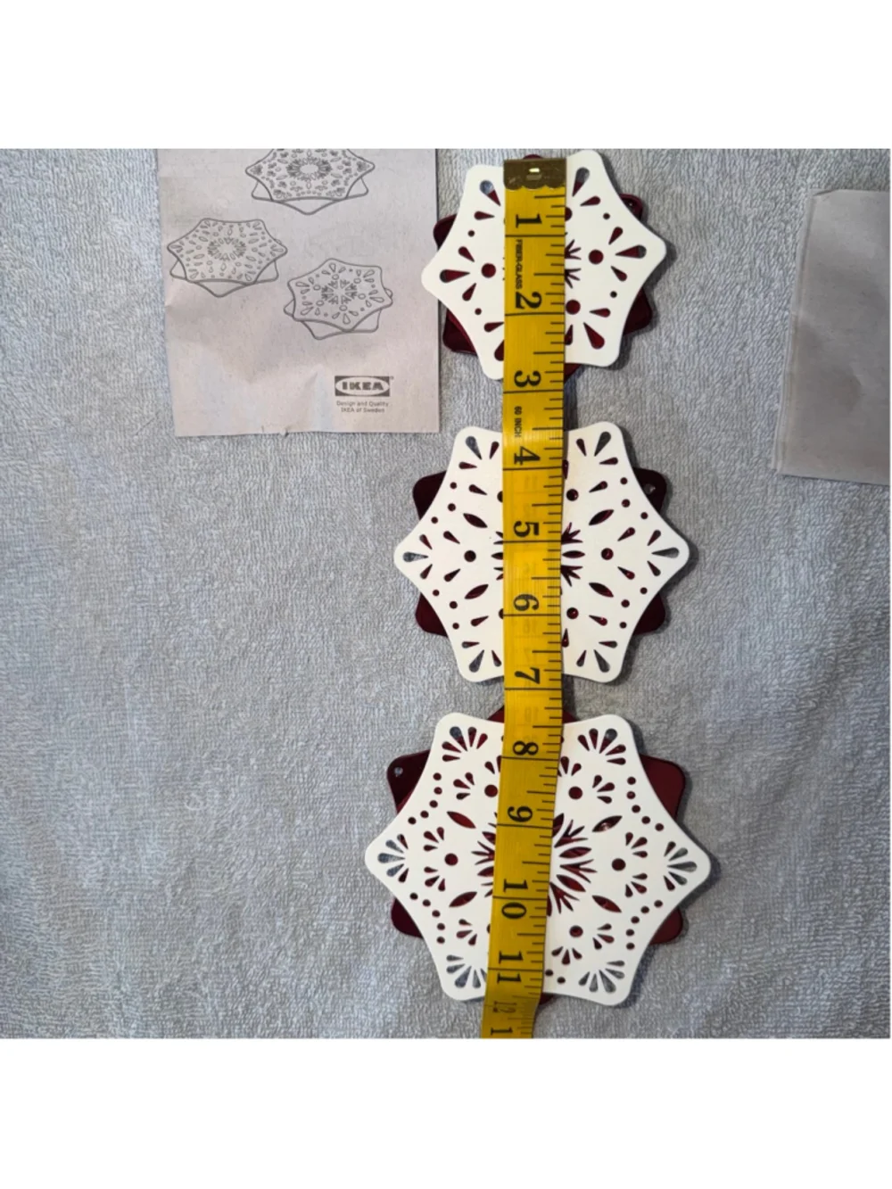 NWOB Ikea Strala Christmas Lights Maroon & White Snowflakes Battery Operated